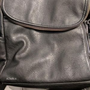 Azaria Black Leather Backpack Purse Diaper Bag